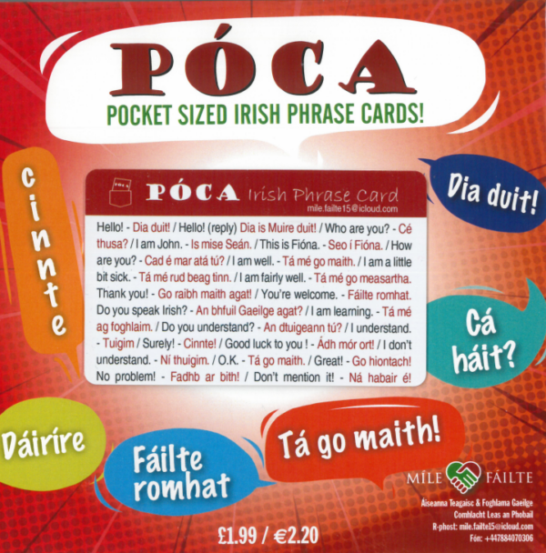 Póca: Pocket Sized Irish Phrase Card