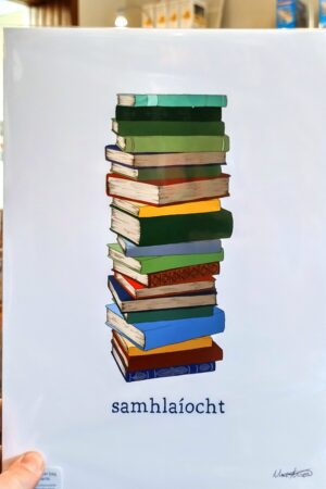 Print (A4) – Samhlaíocht | Stack of books (Nine Arrow)