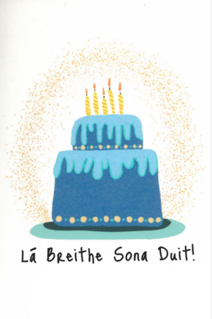 Lá Breithe Sona Duit (5 candles, blue cake)