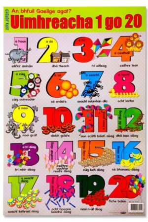 Poster A1 - Uimhreacha 1 go 20 - Numbers in Irish - CleverKidz