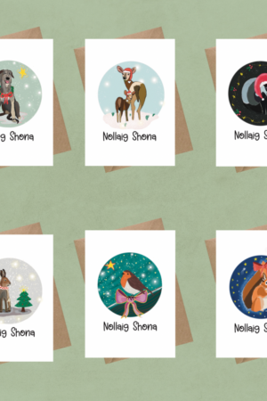 Pack of 6 Christmas Cards – Animals (Saorla Róis)