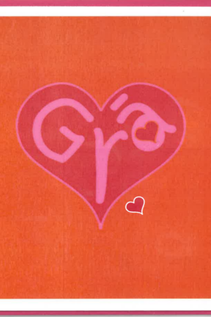 Grá – red heart on orange background