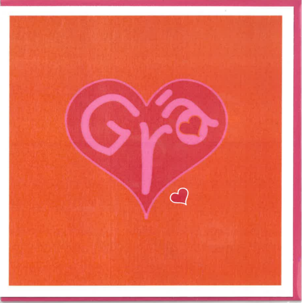 Grá – red heart on orange background