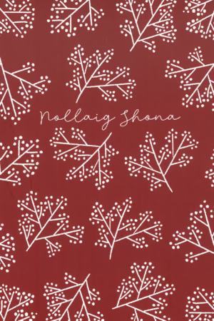 Nollaig Shona – A6 Greeting Card – Holly pattern (red)