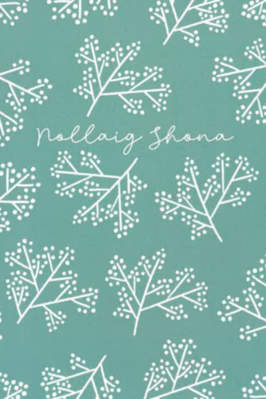 Nollaig Shona – A6 Greeting Card – Holly Pattern (blue)